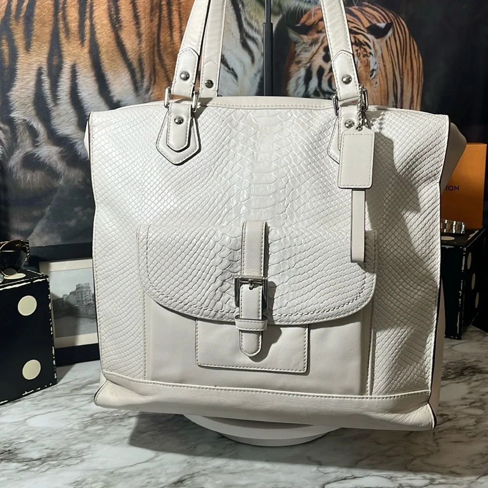 Coach Limited Edition Python Embossed Tote Purse … - image 1